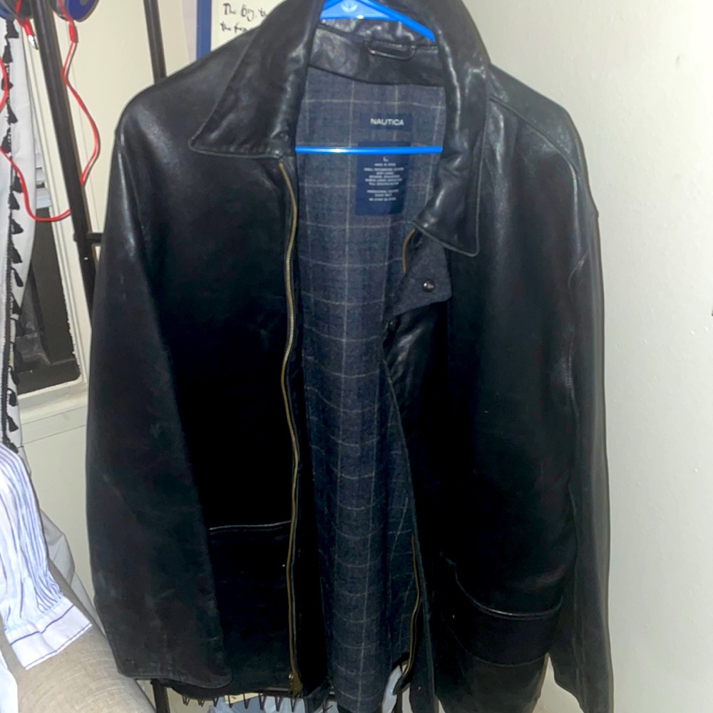 Nautica leather coat. Size large. EUC